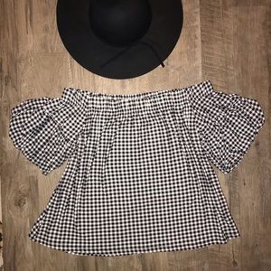 Black & White Checkered | Off The Shoulder Blouse